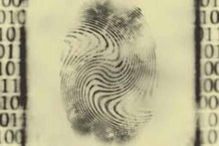 close up of a fingerprint in sepia tone