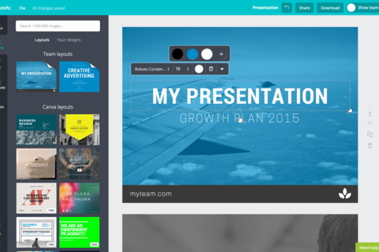 Screenshot of flyers being produced on Canva.com