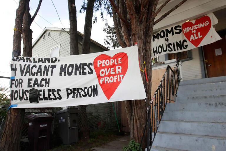 Moms for housing protest in Oakland
