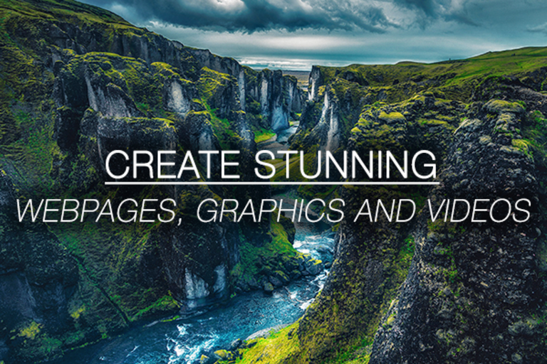 drastic nature backdrop over text creating stunning websites, graphics and videos