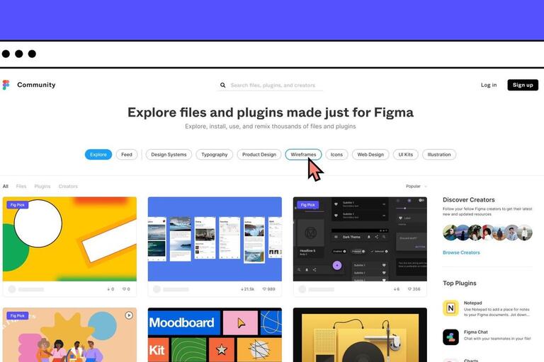 showcase of different online tools available on Figma.com