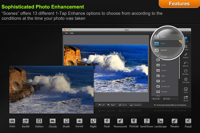 Screenshot displaying an example of how to use fotor to visually enhance photos