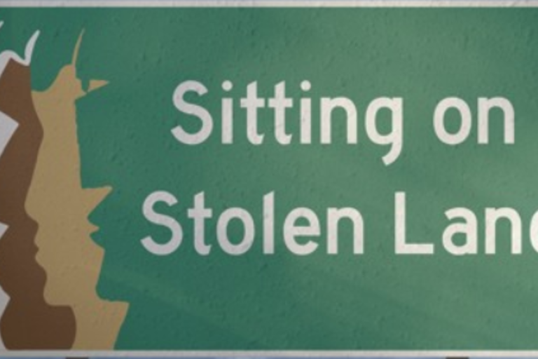 "Sitting on Stolen Land" City of Berkeley Transit Sign