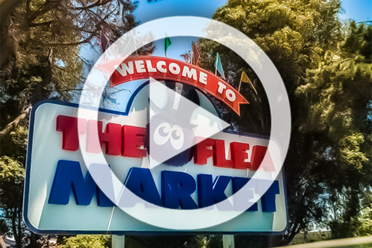 "Welcome to the Flea Market" sign from the San Jose Flea Market