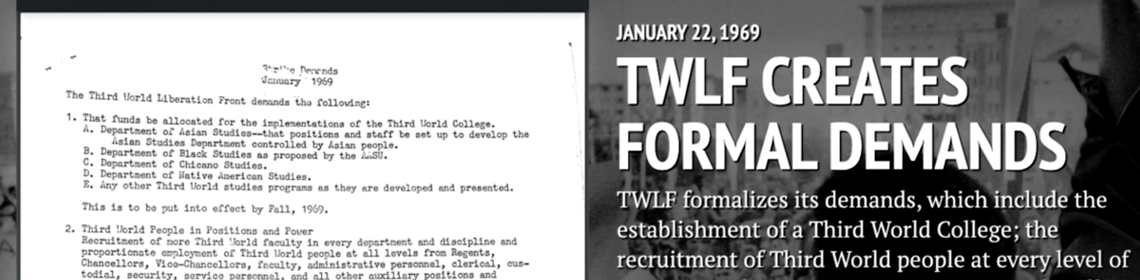 Screenshot of UC Berkeley TWLF's first demands from 1969
