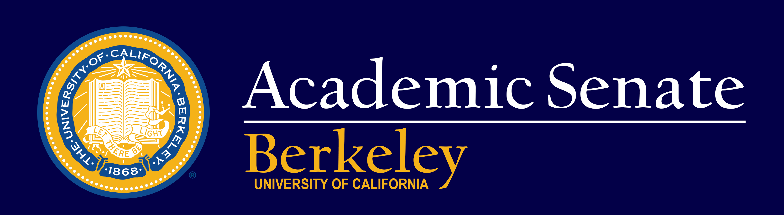 Academic Senate Logo with UC Berkeley navy and gold seal
