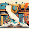 An open book and a map of California